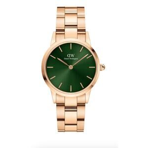 Daniel Wellington DW Men's Rose Gold Watch Iconic Link Emerald EUC 6.5" wrist
